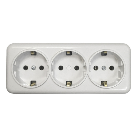 Розетка наружная установка 3-я с/з, белая, IP20, TNSy Lemur,TNSy5000986