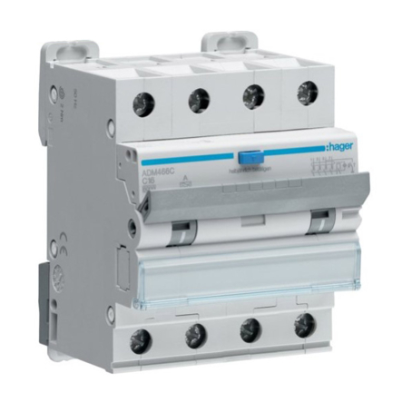 Дифавтомат HAGER ADM466C, 4P, C, 16А, 30мА, 6kA - 1