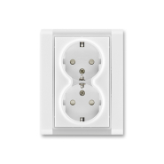 Розетка двойная с заземлением білий/білий лед Time