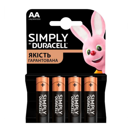 Батарейка Duracell Simply АА LR6 1.5V алкал. (4шт.упак.) Цена за блистер 4шт.!!! DRPAA6483 - 1