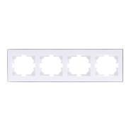 Рамка Lezard RAIN чотиримісна, біла, горизонтальна з боковою вставкою хром, 703-0225-149
