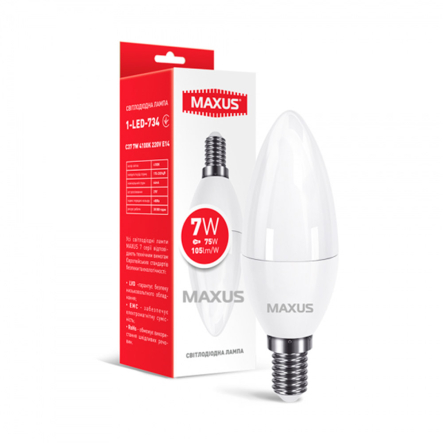 Лампа LED MAXUS, 7 Вт, 4100K, E14, 220 В, C37 - 1