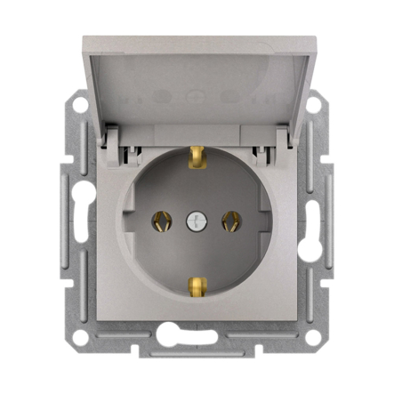 Розетка із заземленням, з кришкою, Schneider Electric ASFORA, бронза, ЕРН3100169 - 1