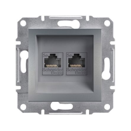 Розетка комп'ютерна 2-я Schneider Electric ASFORA, сталь, ЕРН4400162 - 1