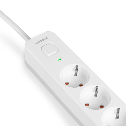 Удлинитель сетевой 4 гнезда 3м (3x1.5мм) 3.4А USB(QC3.0) +USB-C(PD18W) белый, VIDEX ONCORD, VF-PD43G1QC1PD-W