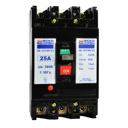 Автоматический выключатель АСКО-УКРЕМ ВА-2004N/63 3р, 25А, A0010040061 - 1