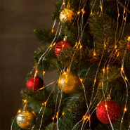 Гирлянда лучи росы/Конский хвост 3 м, 300 Led, 10 ниток, золото на батар.+ USB, RV-102-3 G USB