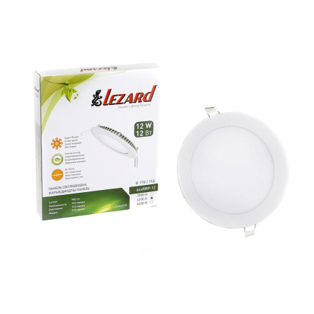 Світильник LED вбудований LEZARD, 12W, 6400K, 950Lm, коло, Ø174мм, 464RRP-12 - 1