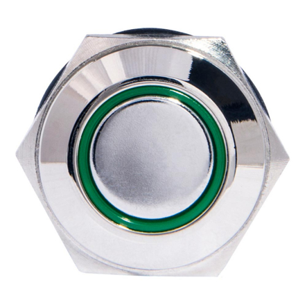 Кнопка металлическая с зелёной подсветкой АСКО-УКРЕМ TYJ16-362 2NO+2NC 220V с фиксацией, A0140010102