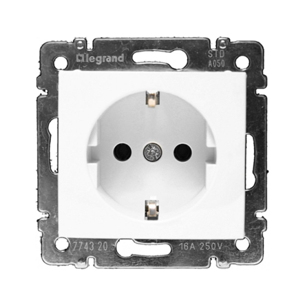 Розетка 2К+заземленням німецької системи LEGRAND Valena, 774420, біла - 1
