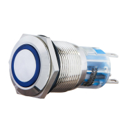 TYJ 19-271 Кнопка металлическая, АСКО-УКРЕМ, A0140010143, плоская с подсветкой 1NO+1NC, синяя, 24V