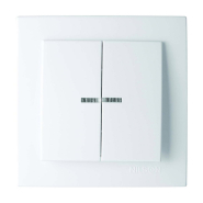 Выключатель двухклавишный с подсветкой белый NILSON Touran, 24111004