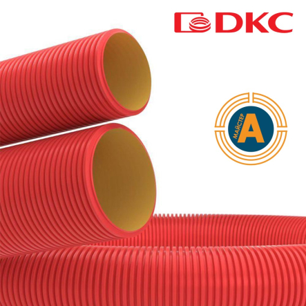 Труба гибкая ПНД двустенная д, 75/62 мм с протяжкой, красная, ДКС, 121975 - 1