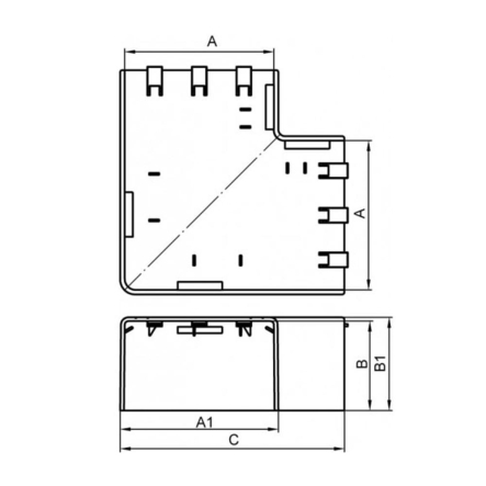 NPAN Кут плоский (90°), ДКС, 01746, 120х60, білий, RAL9001 - 2