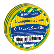 Ізоляційна стрічка 0,13мм х 19мм х 20м, жовто-зелена, АСКО-УКРЕМ, A0150020009