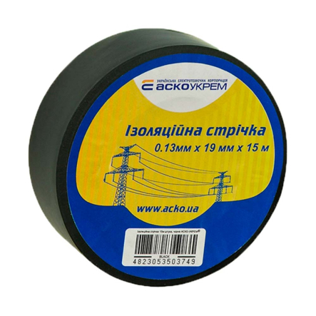 Изолента 0,13мм х 19мм 15м чёрная, АСКО-УКРЕМ, A0150020031 - 1