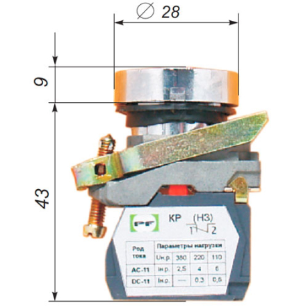 Выключатель кнопочный ВК-021НЦК-1Р красный IP-54(цилиндрическая) Промфактор - 1