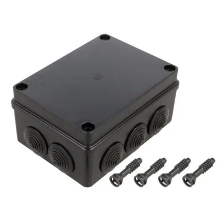 Коробка распределительная PAWBOL S-BOX 306C, 150х110х70, IP65, 10 сальников, черная