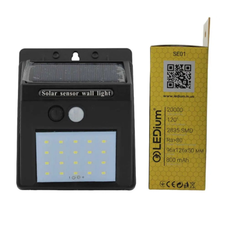 Светильник на солнечной панели SunRise 3W 150Lm 800mAh 3.7V IP65 с датчиком движения LEDium