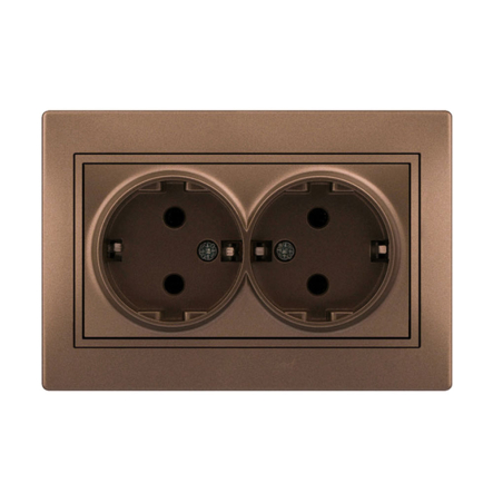 Розетка Lezard MIRA подвійна, із заземленням, світло-коричневий перламутр, 701-3131-127В - 1