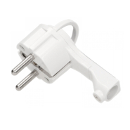 Вилка, 2P+PE, угловая, плоская, 16А белая (WT-16UP white)