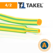 Трубка термоусаджувальна ТУТ, TAKEL 4/2 жовто-зелений, 502506ж-з