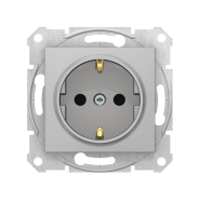 Розетка с заземлением, и шторками, Schneider Electric Sedna, алюминий, SDN3000160