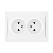 Розетка Lezard MIRA подвійна, без заземлення, біла, 701-0202-128B