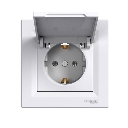 Розетка с заземлением, с крышкой, Schneider Electric ASFORA, белая, ЕРН3100121 - 1