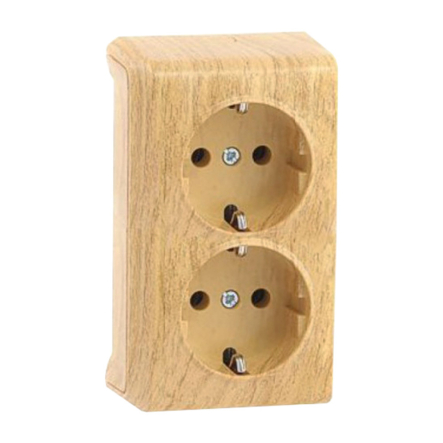 Розетка подвійна із заземленням, VIKO VERA, 90682056, дуб - 1