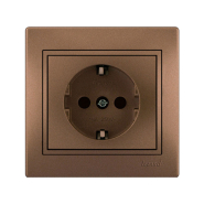Розетка Lezard MIRA одинарна із заземленням, світло-коричневий перламутр, 701-3131-122В