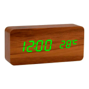 Часы VST-862S-6 зеленый, корпус коричневый, USB, температура, влажность