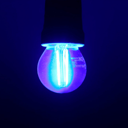 Лампа LED 2W синяя E27 220V G45 VELMAX Filament