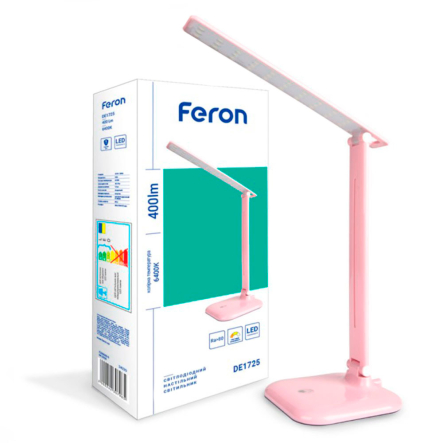 Настільна лампа FERON DE1725 30LED 9W 6400К IP20 36х15х15 см рожева, DE1725 роз - 1