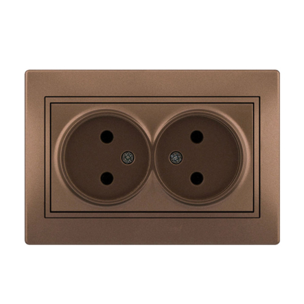 Розетка Lezard MIRA двойная, без заземления, светло-коричневый перламутр, 701-3131-128В - 1