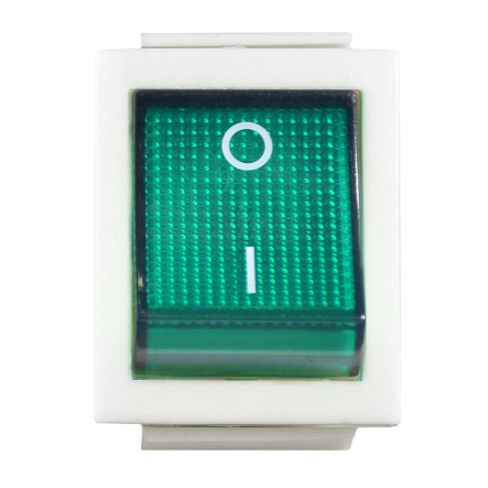 Перемикач 1 клав. зелений з підсвічуванням KCD2-201N GR/WH 220V, АСКО-УКРЕМ, A0140040104 - 2