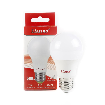 Лампа світлодіодна Lezard 7 Вт, 4200K, E27, 220 В, A60 - 1