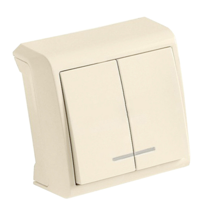 Вимикач 2 кл. з підсвіткою, VIKO VERA, 90681250, крем - 1