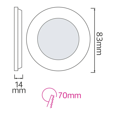 Светильник LED встраиваемый Horoz Electric SLIM-3, 3W, 6400К, ⌀90мм, 110Lm, 056-003-0003-020
