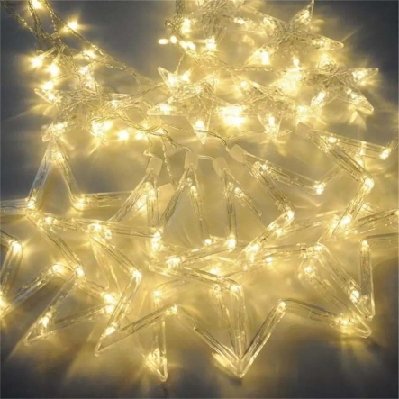 Гирлянда LED Штора от сети, 3x1м, Звезда, 120LED, Тёплый белый 