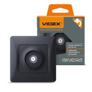 Розетка VIDEX BINERA, SAT одинарна супутникова, чорний графіт, VF-BNSK1SATE-BG