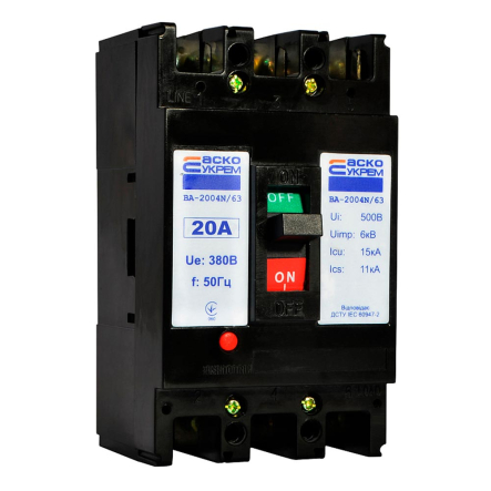 Автоматический выключатель АСКО-УКРЕМ ВА-2004N/63 3р, 20А, A0010040060