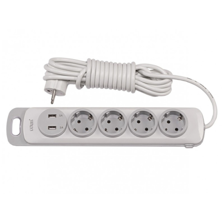 Мережевий подовжувач Luxel Nota 4 розетки 3м із заземленням і вимикачем + 2 USB гнізда (4353) - 1