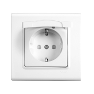 Розетка із заземленням зі шторками з кришкою VIKO LINNERA, 90400012, біла