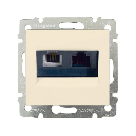 Розетка комп'ютерна + телефонна (RJ45 UTP кат.5Е +RJ11) LEGRAND Valena, 774180, слонова кістка - 1