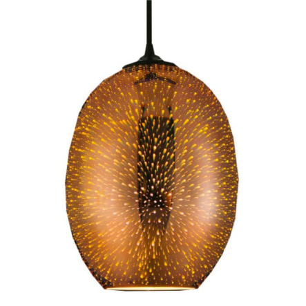 Підвіс скло 3D еффект Е27 мідь овальний 6 QUANTUM HOROZ Electric - 1