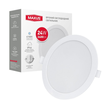 Точковий LED-світильник врізний MAXUS RDL, 24W, 4100K, 2400Lm, IP44, Ø225мм, 1-RDL-2441-IP - 1