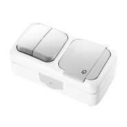 Выключатель 2-кл. + Розетка с заземлением VI-KO Palmiye, IP54 белый, 90555482