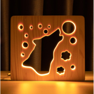 Ночник LED деревянный Волк и луна (WW)