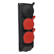 Колодка каучуковая АСКО, 3Р + PE с защитными крышками трехместная, 2х25А+1х16А, A0250010014